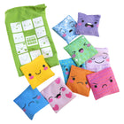 Educational Insights My Feelings Bean Bags - Multicolor-Includes: ten 4"x4" beanbags, each featuring a different color, texture, and emotion; drawstring carry bag; and parent/teacher activity guide. Emotions depicted include happy, sad, angry, surprised, loved, scared, peaceful, excited, sleepy, and disappointed. Textures include sateen, felt, corduroy, non-woven, cotton, synthetic leather, linen, polyester, and two types of nylon.