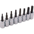 Gray Tools 8 Piece 3/8" Drive Torx Head Socket Set, T15-T50-Contains Sizes: T15, T20, T25, T27, T30, T40, T45, T50.