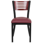 Flash Furniture HERCULES Series Black Slat Back Metal Restaurant Chair - Mahogany Wood Back & Burgundy Vinyl Seat-Metal Chair