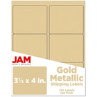 JAM Paper Mailing Address Labels - 3-1/3" x 4" - Matte Gold Foil - 120 Pack -English only packaging