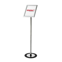 Futech FSH011S Landscape/Portrait Floor Sign Holder - 10.5" x 13" Signs - Silver-The FSH011S floor stand holder is a 360-degree adjustable display for retail needs. This stand is suited for an indoor environment where promotions, menu items, and general information can be used.