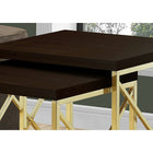 Monarch Specialties 3237 Nesting Table - Set of 2 Set/Espresso/Gold Metal - 2 Pack-Sturdy, these gold metal framed stacking tables will be perfect in small homes, apartments or condos