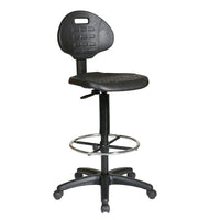 Work Smart Drafting Chair, Black-Contour Self Skinned Urethane Seat and Back with Built-in Lumbar Support