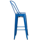 Flash Furniture Commercial Grade 30" High Metal Indoor-Outdoor Barstool with Back - Blue-Curved Back with Vertical Slat