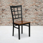 Flash Furniture HERCULES Series Black Window Back Metal Restaurant Chair - Cherry Wood Seat - 2 Pack-Welded Joint Assembly