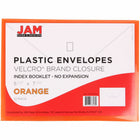 JAM Paper Plastic Envelopes with Hook & Loop Closure - Index Booklet - 5.5" x 7.5" - Orange - 12 Pack -Quantity: 12 per pack