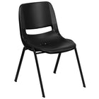 Flash Furniture HERCULES Series Black Ergonomic Shell Stack Chair with Black Frame & 12" Seat Height-440 lb. Weight Capacity
