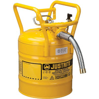 Justrite D.O.T. AccuFlow Safety Cans, 1" x 9" x /4" x 17 1/4", Yellow-Hold-down bracket with easy-to-grip tightening screw prevents vapour release and spills during transport