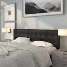 Flash Furniture Lennox Tufted Upholstered King Size Headboard - Black Vinyl-Button Tufted with Box Stitching