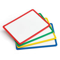 Learning Advantage Plastic Framed Metal Whiteboards, 4 Pack-Dry erase Board with metal backing allows magnets to adhere securely, but remove easily
