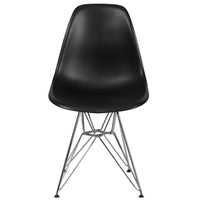 Flash Furniture Elon Series Plastic Chairs with Chrome Base - Black - 2 Pack-Set of 2 Accent Side Chairs