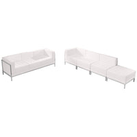 Flash Furniture HERCULES Imagination Series Melrose LeatherSoft Sofa & Lounge Chair Set - 5 Pieces - White-Contemporary Reception Set