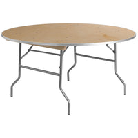 Flash Furniture 60" Round HEAVY DUTY Birchwood Folding Banquet Table with METAL Edges-Ready To Use Banquet Table