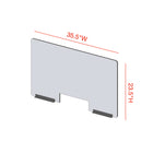 Mark Maker Modular Sneeze Guard Front - 35.5" W x 23.5" H panel 1/4" Clear Acrylic -2 8" aluminum bottom rails -with 4"x12" pass-Made from 1/4” clear acrylic.
