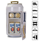 Miller Lite 8 Can Portable Mini Fridge with 5.4 L Cooler - White-Cools to 32 degF (18 degC) below room temperature