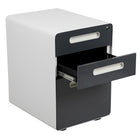 Flash Furniture Ergonomic 3-Drawer Mobile Locking Filing Cabinet with Anti-Tilt Mechanism & Letter/Legal Drawer - White/Charcoal-File drawer with filing conversion bar - file letter, legal, A4, F4