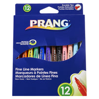 Prang Classic Art Markers - Fine Line - Assorted Colours - 12 Pack-Classic formula art markers to provide the brightest colours