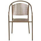 Flash Furniture Commercial Grade Gold Indoor-Outdoor Steel Patio Arm Chair with Round Back-Set of 5 Stackable Patio Chairs