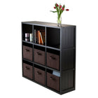 Winsome Timothy 7-Piece Wainscoting Panel Shelf with 6 Foldable Baskets, 3 x 3 Cube, Chocolate-Ship in 2 cartons