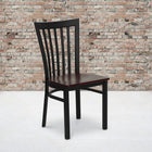 Flash Furniture HERCULES Series Black School House Back Metal Restaurant Chair - Mahogany Wood Seat-.625'' Thick Plywood Seat