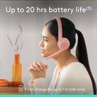 Logitech Zone 300 Wireless Bluetooth Headset With Noise-Canceling Microphone - Rose-Extra Comfort: The comfortable, lightweight design (just 122 grams or 4.3 oz), enlarged earpads, and padded headband of this Logitech wireless headset make all-day use possible
