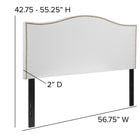 Flash Furniture Lexington Upholstered Full Size Headboard with Accent Nail Trim - White Fabric-Brass Nailhead Trim