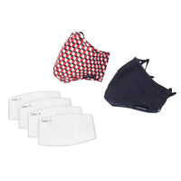 Nautica Non-Medical Reusable Face Masks with Replacement Filters - Navy & Navy/Red Print - 2 Pack-Cloth face masks - 1pc solid navy & 1pc red/navy/white geometric print, For personal use only, not for medical use
