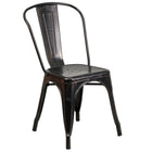 24'' Round Black-Antique Gold Metal Indoor-Outdoor Table Set with 4 Cafe Chairs [CH-51080TH-4-18CAFE-BQ-GG]-4