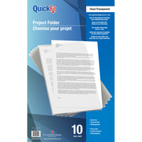 QuickFit Polypropylene Project Folders - Legal Size - Clear - 10 Pack-Polypropalene Folder
