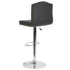 Flash Furniture Bellagio Contemporary Adjustable Height Barstool with Accent Nail Trim - Black LeatherSoft - 2 Pack-Individual Gold Nail Accents