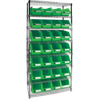 Kleton Heavy-Duty Wire Shelving Units With Storage Bins, 8 Tiers, 36" W x 74" H x 18"D-Depth: 18"