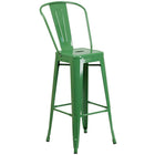 30'' Round Green Metal Indoor-Outdoor Bar Table Set with 2 Cafe Barstools [CH-51090BH-2-30CAFE-GN-GG]-4