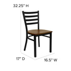 Flash Furniture HERCULES Series Black Ladder Back Metal Restaurant Chair - Cherry Wood Seat-18 Gauge Steel Frame