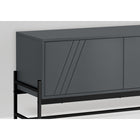 Monarch Specialties 2739 Tv Stand - 60"L/Grey/Black Metal With Storage-Includes 2 hidden wire management holes with one behind the closed cabinet and the other behind the open shelving to keep cords neat and out of sight