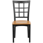Flash Furniture HERCULES Series Black Window Back Metal Restaurant Chair - Natural Wood Seat-Metal Chair