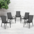 Flash Furniture Brazos Series Black Outdoor Stack Chair with Flex Comfort Material & Metal Frame-Designed for Commercial or Residential Use