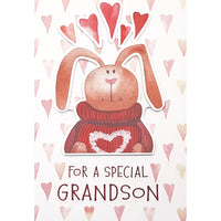 Rosedale Gold Greeting Cards/Envelopes - Happy Valentine's Day Grandson Juvenile (50107) - 5-1/2" x 8" - 6 Pack-Printed on premium uncoated card stock