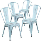 Flash Furniture Commercial Grade Distressed Green-Blue Metal Indoor-Outdoor Stackable Chair-Stack Quantity: 8