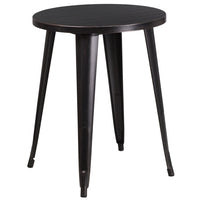 Flash Furniture 24" Round Black-Antique Gold Metal Indoor-Outdoor Table-Metal Cafe Table