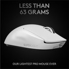 Logitech G PRO X Superlight Wireless Gaming Mouse, Ultra-Lightweight, Hero 25K Sensor, 5 Programmable Buttons - White-Large, zero-additive PTFE feet Deliver a smooth glide for a pure, fluid connection with the game.