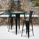 Flash Furniture Commercial Grade 30" High Black Metal Indoor-Outdoor Barstool with Back-Lightweight Design