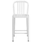 Flash Furniture 24" High White Metal Indoor-Outdoor Counter Height Stool with Vertical Slat Back-Industrial Style Modern Counter Stool