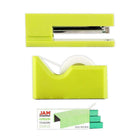 JAM Paper Office & Desk Sets, Tape Dispenser Stapler Pack of Staples, Lime Green and Green (33758LGGR)-Stapler Size: 6" x 2.5" x 1.125" Staples Size: Standard (.5" x .25") Tape Dispenser Size: 4.5" x 2.5" x 1.75"