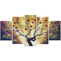 Designart Modern Floral 5-Panel Canvas Art Print, 60" x 32", (PT1599-373)-Print