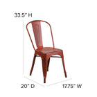Flash Furniture Distressed Kelly Metal Indoor-Outdoor Stackable Chair - Red-Cross Brace under seat provides extra stability