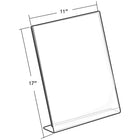 Azar Displays 17" x 11" Vertical Slanted L-Shape Acrylic Sign Holder, Clear, 10 Pack (112708)-Frames side load design allows for easy insertion of printed material