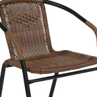 Flash Furniture 28" Round Glass Metal Table with Dark Brown Rattan Edging & 4 Dark Brown Rattan Stack Chairs-Set Includes Table and 4 Chairs