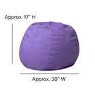 Flash Furniture Small Solid Purple Kids Bean Bag Chair-Spot Clean with Damp Cloth