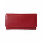 Club Rochelier Ladies Clutch Wallet with Checkbook & Gusset - Red-Red - Leather