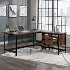 Sauder 66"W Briarbrook L-Desk - Barrel Oak-   File drawer holds letter-size hanging files